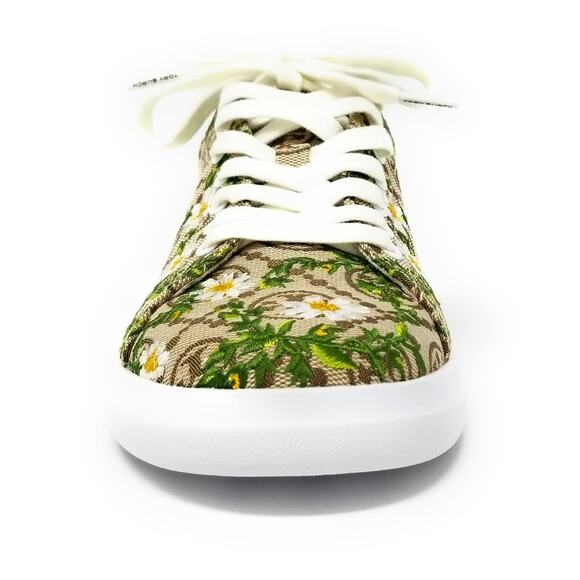 Tory Burch Women's Howell T- Monogram Embroidered, Hazel/Snow White 7 Medium - Picture 2 of 6